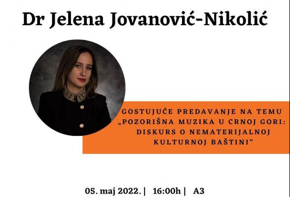 Gostujuće predavanje -  dr Jelene Jovanović-Nikolić