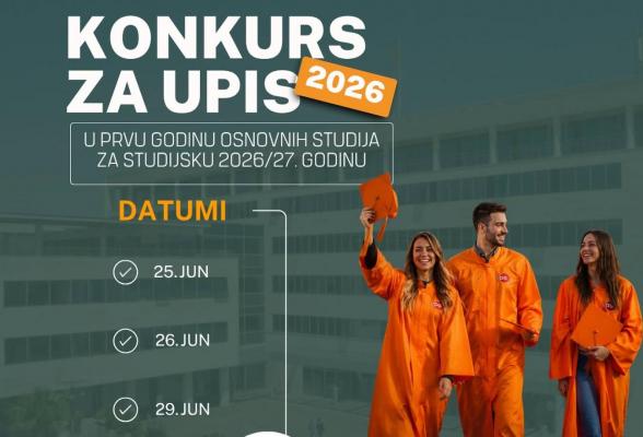 Konkurs za upis u prvu godinu osnovnih studija za studijsku 2026/27. godinu