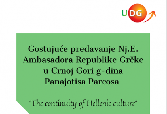 Gostujuće predavanje Nj.E.  Ambasador Republike Grčke u Crnoj Gori g-din Panajotis Parcosa